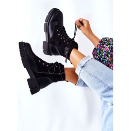 POTOCKI Skórzane Botki Workery Wiązane Czarne Your Way! 2