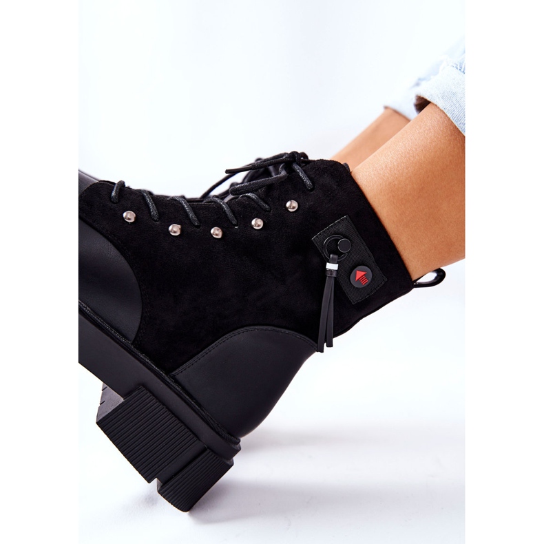 POTOCKI Skórzane Botki Workery Wiązane Czarne Your Way! 1