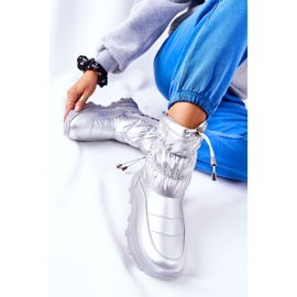 PE1 Damskie Ocieplane Śniegowce Na Suwak Srebrne Starbone srebrny 2