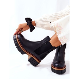 Skórzane Botki Workery Maciejka Czarne 05312-01 2