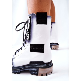 Skórzane Trzewiki Botki Ocieplane Maciejka Białe 05113-11 czarne 1