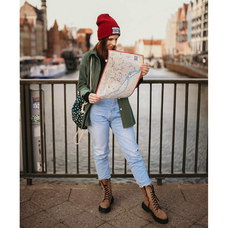 SHELOVET Zamszowe Glany Na Platformie brązowe 1