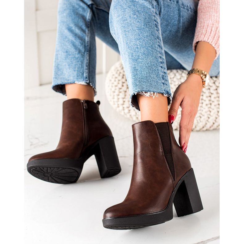 Super Mode Ocieplane Brązowe Botki 1