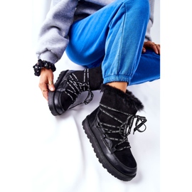 POTOCKI Śniegowce Ocieplane Futerkiem Na Platformie Czarne Salemi 2