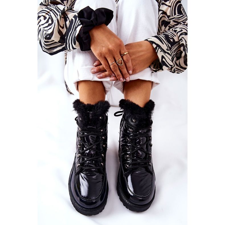 POTOCKI Wysokie Śniegowce Ocieplane Futerkiem Czarne Sneezy 2