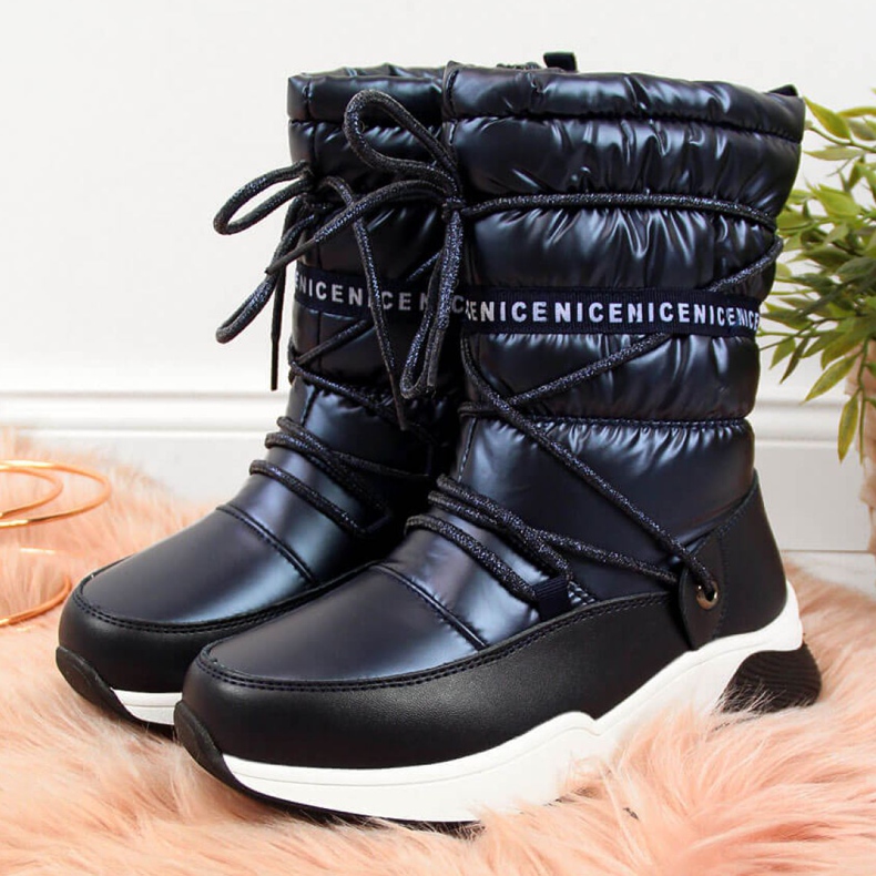 Śniegowce wodoodporne Jr EVE324A granatowe białe 1