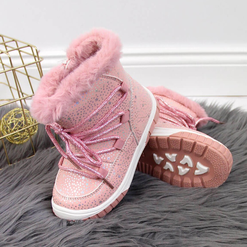 Botki ocieplane Jr EVE325B różowe białe 2