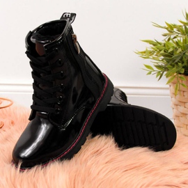 Glany lakierowane ocieplane Jr EVE327A czarne białe 2