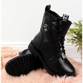 Botki ocieplane asymetryczne Jr EVE322A czarne białe 2