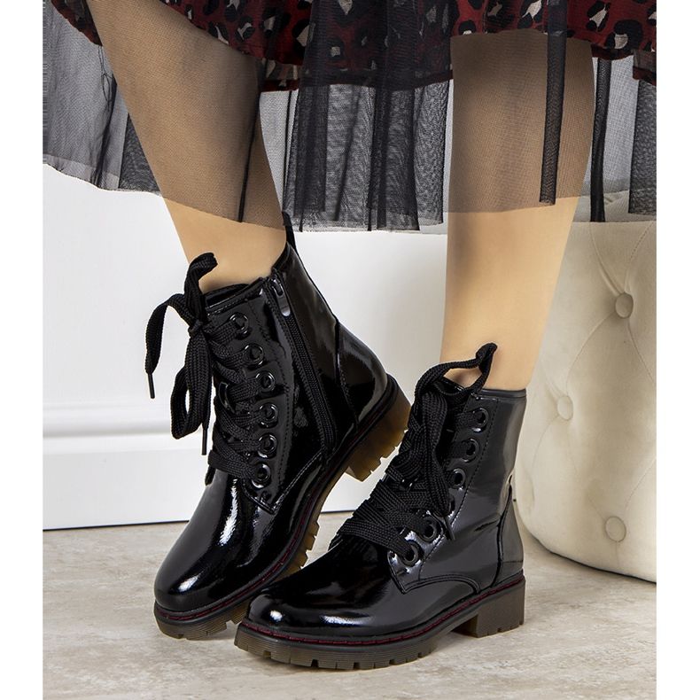 Evento Czarne botki lakierowane Delphine 2