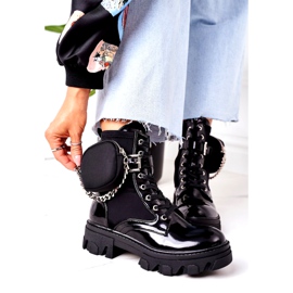 Damskie ocieplane workery z nerką i łańcuchem czarne 3