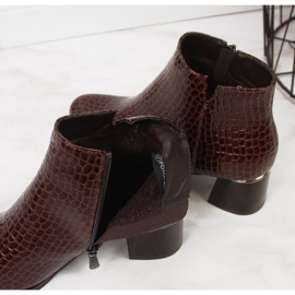 Botki na obcasie skóra węża Potocki W WOL30B brązowe 1