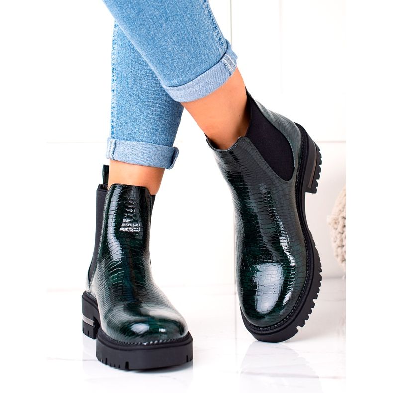 Botki Lakierowane Łuska Sergio Leone TR746 Green zielone 2