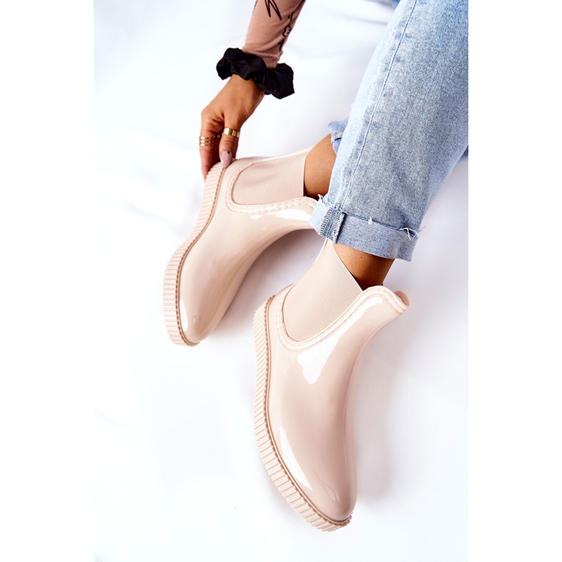 PS1 Błyszczące Kalosze Na Platformie Beżowe Waterfall beżowy 1