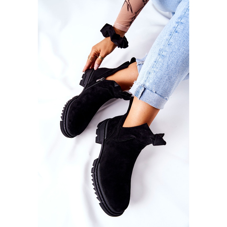 POTOCKI Botki Z Wycięciem Na Suwak Czarne Corano 1