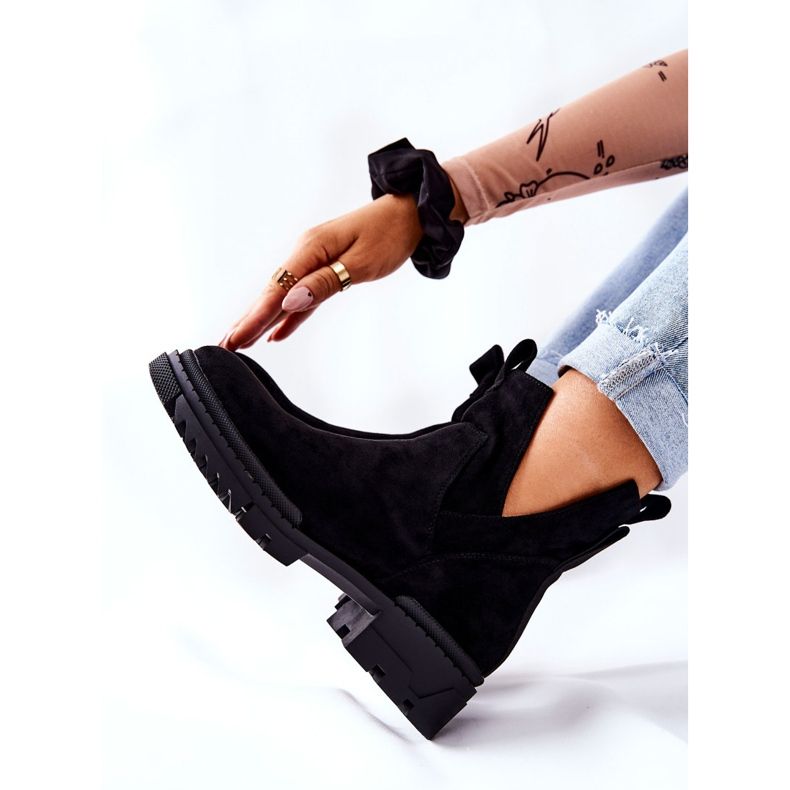 POTOCKI Botki Z Wycięciem Na Suwak Czarne Corano 2