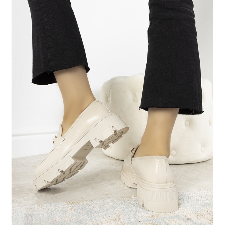 Beżowe mokasyny na wysokiej podeszwie Anouk beżowy złoty 1