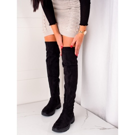 Seastar Wysokie Zamszowe Kozaki Muszkieterki czarne 2