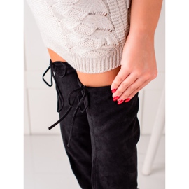 Seastar Wysokie Zamszowe Kozaki Muszkieterki czarne 1