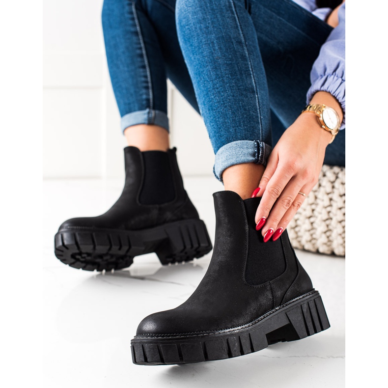 Sztyblety z eko skóry Sergio Leone czarne 1