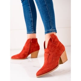 Lucky Shoes Czerwone Zamszowe Kowbojki 5