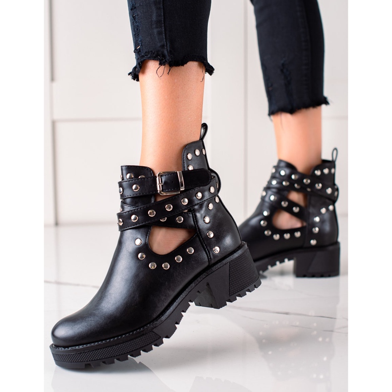 Bestelle Modne Workery Z Dżetami czarne 1