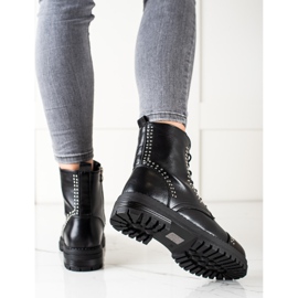 Super Me Klasyczne Botki Traperki Z Eko Skóry czarne 1