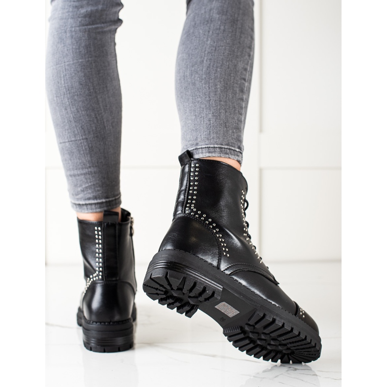 Super Me Klasyczne Botki Traperki Z Eko Skóry czarne 1