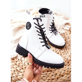 PE1 Dziecięce Ocieplane Botki Workery Białe Rosalie 1