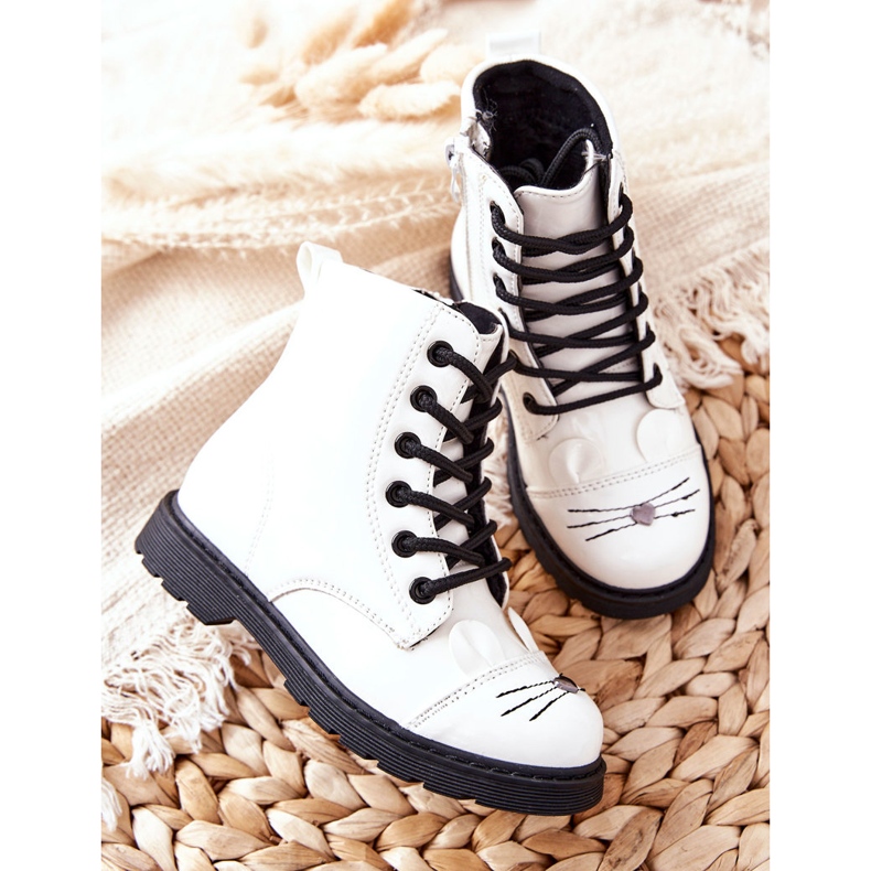 Ocieplane Botki Workery Na Suwak Białe Mousie 1