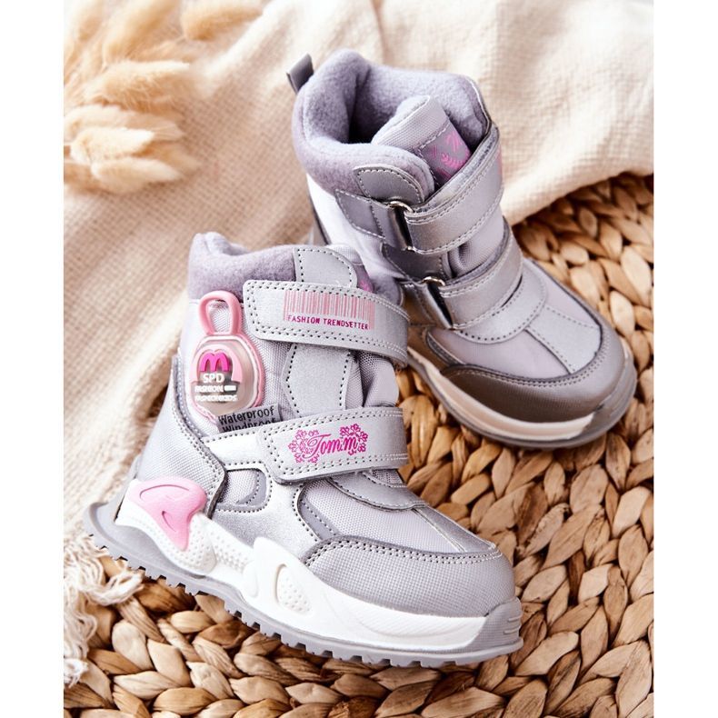 PJ2 Dziecięce Ocieplane Śniegowce Botki Srebrne Nemi srebrny 2