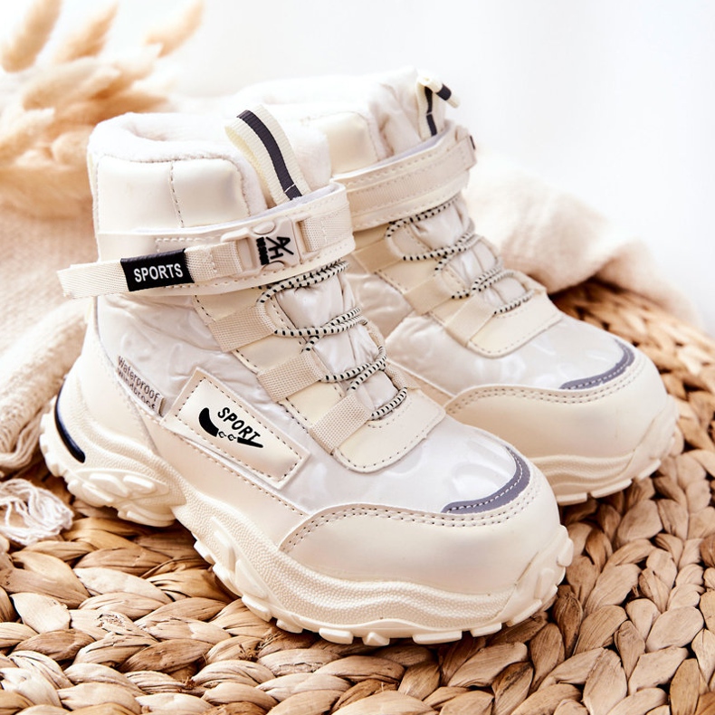 PJ2 Ocieplane Śniegowce Botki Jasno Beżowe Erila beżowy 1