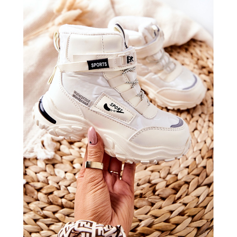 PJ2 Ocieplane Śniegowce Botki Jasno Beżowe Erila beżowy 2