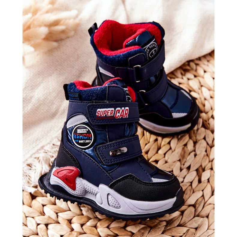 PJ2 Ocieplane Śniegowce Botki Na Rzepy Granatowe Rizie 2