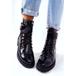 PG1 Ocieplane Lakierowane Botki Czarne Colira 1