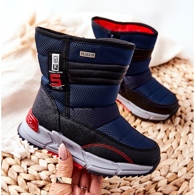 PJ2 Dziecięce Ocieplane Wysokie Śniegowce Granatowe Leoth 1