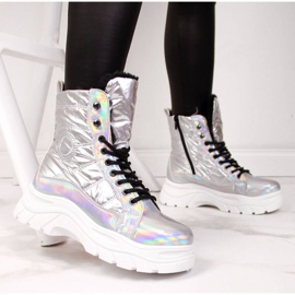 Śniegowce na platformie holo Vinceza W JAN47B Silver srebrny 1