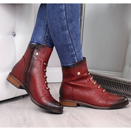 Botki z ozdobami Jezzi W JEZ52C czerwone czarne 1