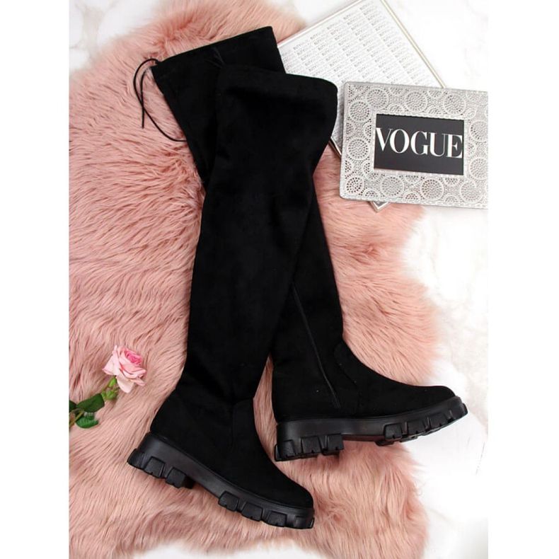 Kozaki na platformie Navy Dot W WOL12 czarne 1