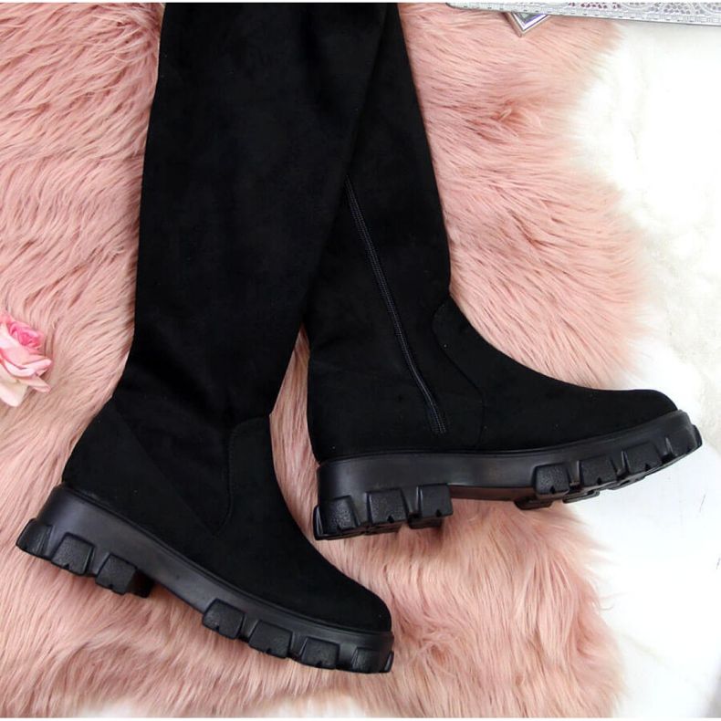 Kozaki na platformie Navy Dot W WOL12 czarne 2