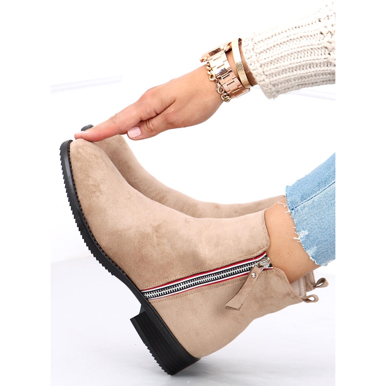 Botki zamszowe Isabel Khaki beżowy 1