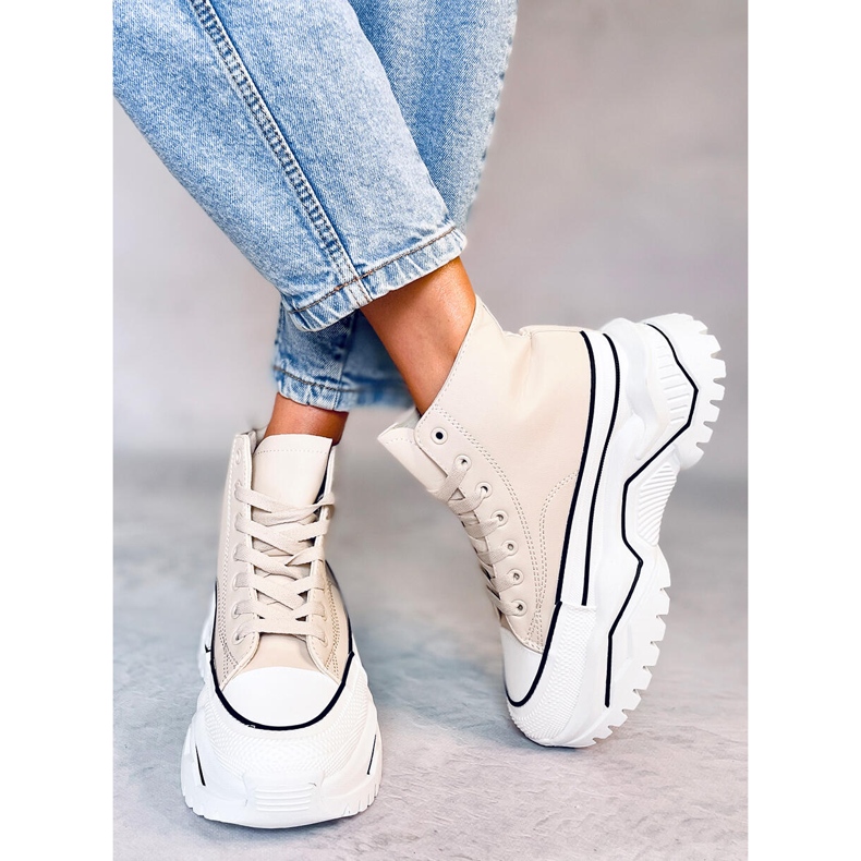 Trampki na wysokiej podeszwie Corbel Beige beżowy 1