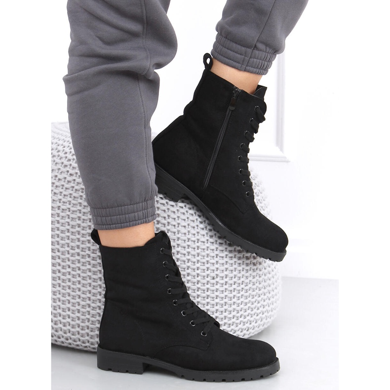 Workery sznurowane Bente Black czarne 1