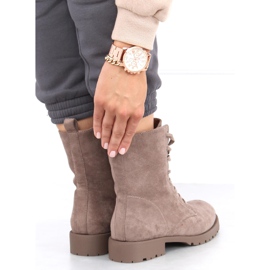 Workery sznurowane Bente Khaki beżowy 1