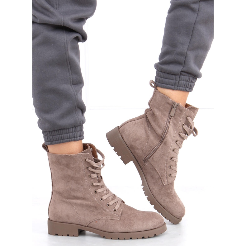 Workery sznurowane Bente Khaki beżowy 2