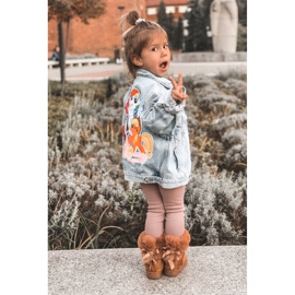 FR1 Dziecięce Ocieplane Botki Z Kokardkami Śniegowce D.Khaki Funky brązowe 4