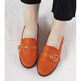 Pomarańczowe mokasyny z złotą ozdobą Verreau 1