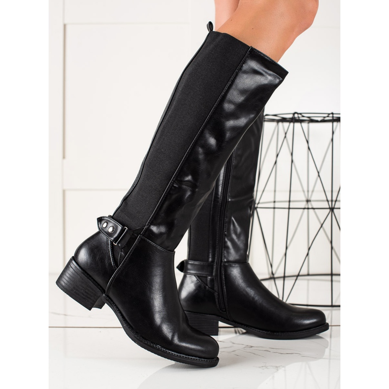 Small Swan Klasyczne Kozaki Z Ociepleniem czarne 2