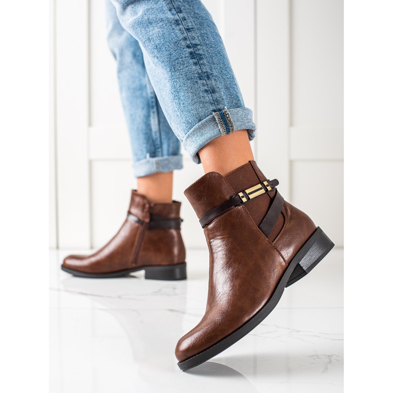 W. Potocki Eleganckie Brązowe Botki Potocki 2