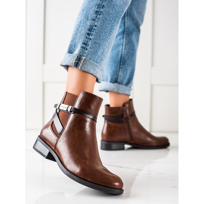 W. Potocki Eleganckie Brązowe Botki Potocki 1